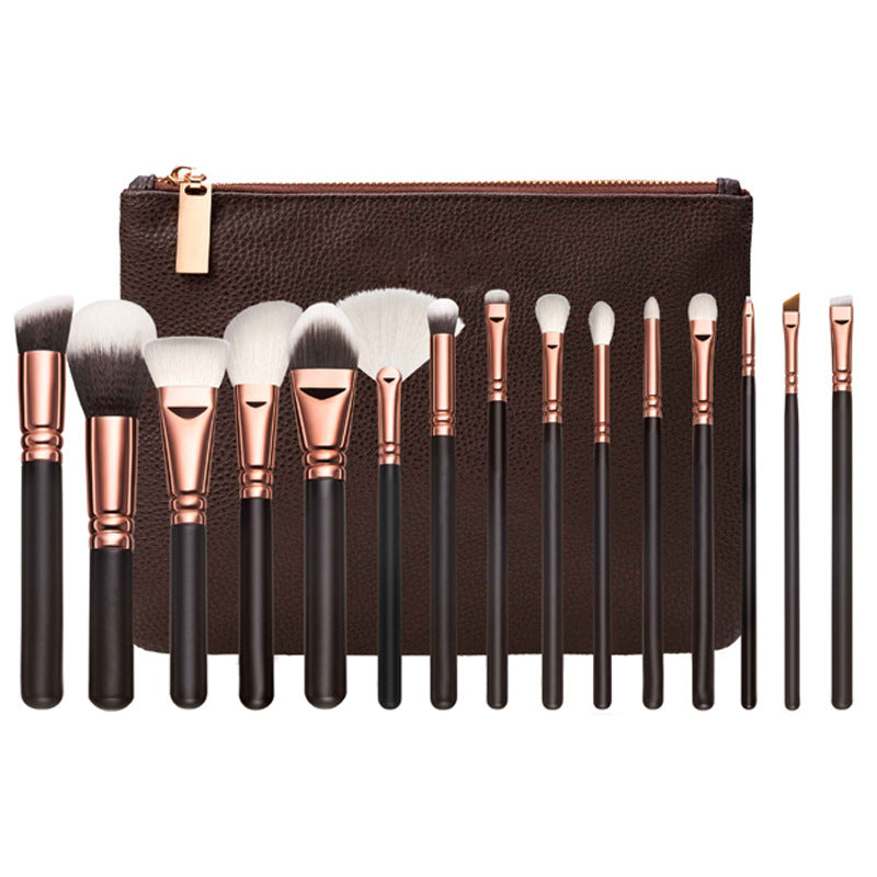 15 Makeup Brush With Bag  Rose Gold Makeup Brush Multi-function Makeup Tool Set