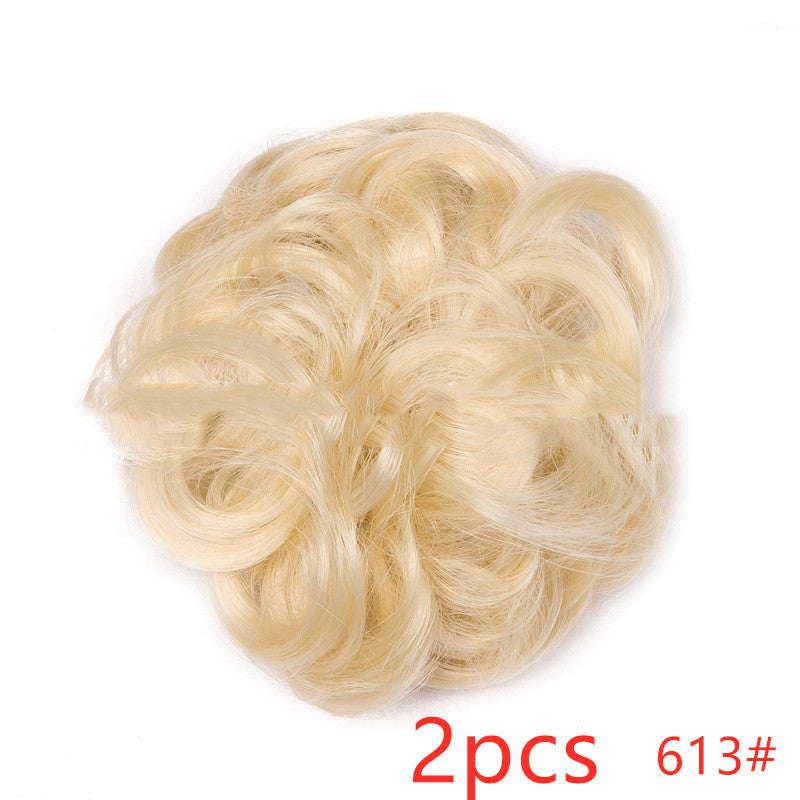 Europe, Japan, and South Korea popular hair bun fluffy natural drawstring curly hair ball head hair ring hair set female hair accessories chemical fiber hair